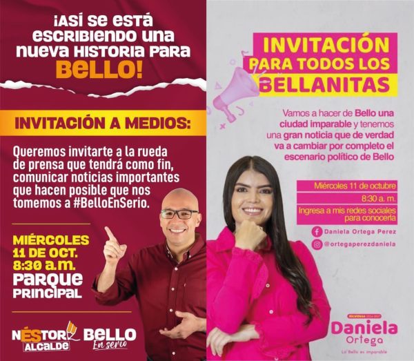 Néstor Restrepo Bonnett y Daniela Ortega Candidatos a la Alcaldía de Bello